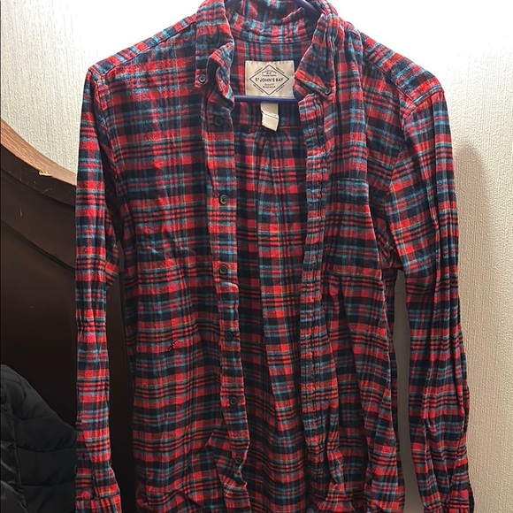 St John's Bay Red and Black Casual Button Down Shirt - Picture 1 of 5
